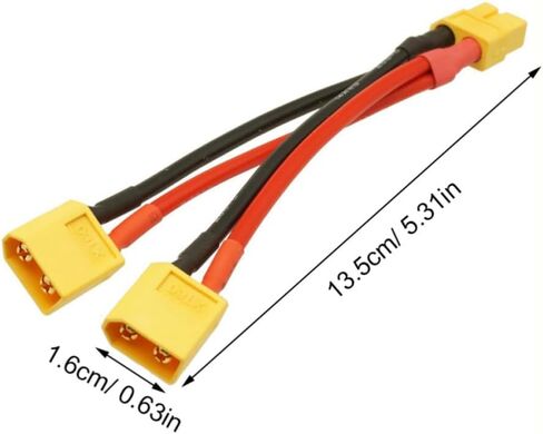 Tofficu Xt60 Parallel Battery Connector Cable Dual Extension Y Splitter with One Male and Two Female Xt60 Connections Sturdy Hard Plastic for Rc Battery Connection and Longer Flying Time in Kuwait