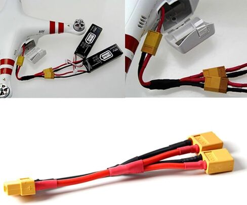 Tofficu Xt60 Parallel Battery Connector Cable Dual Extension Y Splitter with One Male and Two Female Xt60 Connections Sturdy Hard Plastic for Rc Battery Connection and Longer Flying Time in Kuwait