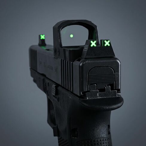 TSA® XXX Glow Co Witness Tall Sights for Glock® MOS & Standard Models Gen 1-6 – Green XXX Pattern – Fits G17 G19 G19X G45 G47 & More in Saudi Arabia