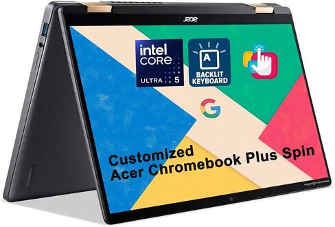 iCarp Customized Laptop Made with Acer Chromebook Plus Spin 714 2-in-1 Laptop 14" WUXGA Touchscreen 100% sRGB Intel 8-core Ultra 5 115U 8GB RAM 128GB/256GB/512GB/1TB/2TB SSD Backlit Thunderbolt in Kuwait