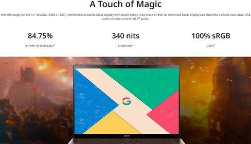 iCarp Customized Laptop Made with Acer Chromebook Plus Spin 714 2-in-1 Laptop 14" WUXGA Touchscreen 100% sRGB Intel 8-core Ultra 5 115U 8GB RAM 128GB/256GB/512GB/1TB/2TB SSD Backlit Thunderbolt in Kuwait