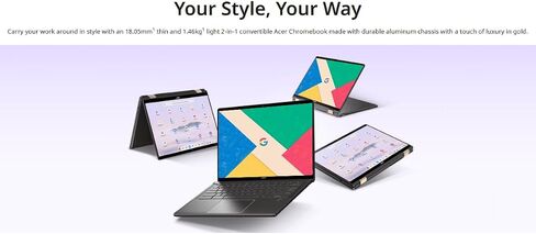 iCarp Customized Laptop Made with Acer Chromebook Plus Spin 714 2-in-1 Laptop 14" WUXGA Touchscreen 100% sRGB Intel 8-core Ultra 5 115U 8GB RAM 128GB/256GB/512GB/1TB/2TB SSD Backlit Thunderbolt in Kuwait