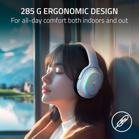 Razer Barracuda X Chroma Wireless Gaming Headset: 2.4GHz Wireless & Bluetooth - Lightweight - Chroma RGB - 40mm Drivers - 70 Hr Battery - for PC, Mac, PS5, Switch, Smartphone - White (Renewed) in Kuwait