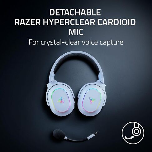 Razer Barracuda X Chroma Wireless Gaming Headset: 2.4GHz Wireless & Bluetooth - Lightweight - Chroma RGB - 40mm Drivers - 70 Hr Battery - for PC, Mac, PS5, Switch, Smartphone - White (Renewed) in Kuwait