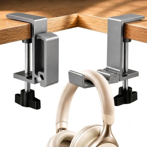 JAKO Headphone Stand for Desk, Aluminum Alloy Foldable Headphone Holder - Headset Stand Hook Mount, PC Gaming Headset Holder Under Desk Clamp for Office, Computer, Student Class Table, Handmade Table in Kuwait