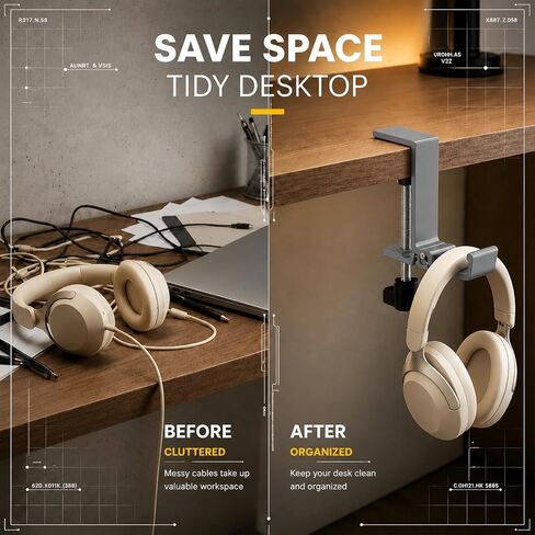 JAKO Headphone Stand for Desk, Aluminum Alloy Foldable Headphone Holder - Headset Stand Hook Mount, PC Gaming Headset Holder Under Desk Clamp for Office, Computer, Student Class Table, Handmade Table in Kuwait