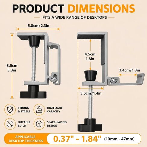 JAKO Headphone Stand for Desk, Aluminum Alloy Foldable Headphone Holder - Headset Stand Hook Mount, PC Gaming Headset Holder Under Desk Clamp for Office, Computer, Student Class Table, Handmade Table in Kuwait