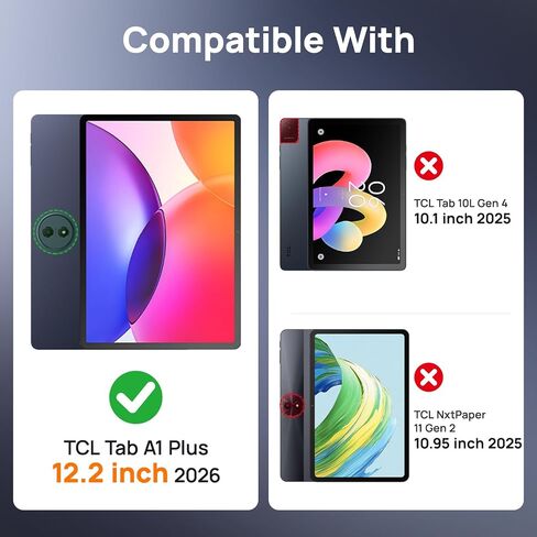Gerutek Screen Protector 2 Pack for TCL Tab A1Plus 12.2 inch 2026 Tempered Glass Film, HD Clear, 9h Hardness, Anti Scratch For TCL Tab A1Plus 12.2" in Kuwait