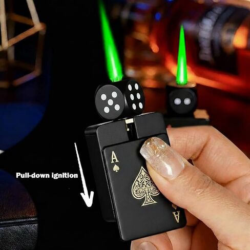 Cool Lighters, Jet Torch Lighter, Ace Card Lighters, Toker Poker and Dice Design Lighter, Butane Refillable for Outdoor, Indoor, Camping, BBQ, Candle, Birthday, Gift (Fuel Not Included) in Kuwait