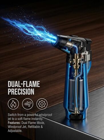 4 Pack Adjustable Butane Lighters, Refillable Jet Flame Torch that Turns into Soft Flame, Multipurpose Lighter for BBQ, Fishing, Candle, and Home Use (Fuel Not Included) in Kuwait
