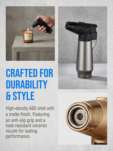 4 Pack Adjustable Butane Lighters, Refillable Jet Flame Torch that Turns into Soft Flame, Multipurpose Lighter for BBQ, Fishing, Candle, and Home Use (Fuel Not Included) in Kuwait