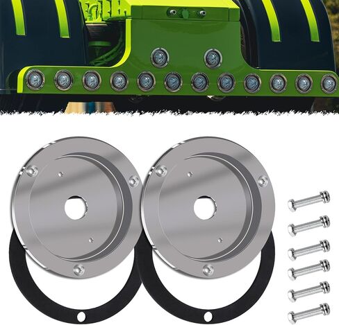 Flush Mount Watermelon Light Bunk Plate Adapter,Stainless Steel Round Marker Lights Bezel , Mounting Bracket, 2 Pack,Light Not Include in Kuwait