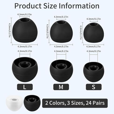 24 Pairs Silicone Ear Bud Replacement Tips,Earbud Tips Covers S/M/L Sizes in Kuwait