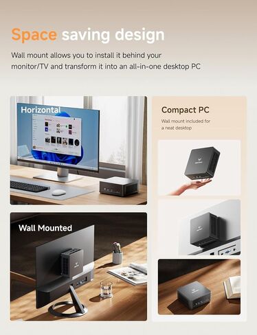 MINISFORUM Mini PC UM760 Slim, AMD Ryzen 5 7640HS Processor(6C/12T, Up to 5.0GHz), 16GB DDR5 RAM & 1TB PCIe 4.0 SSD Mini Computer, Support 8K@60Hz HDMI 2.1/USB4 Output, WIFI6E/BT5.3/Auto Power On in Saudi Arabia