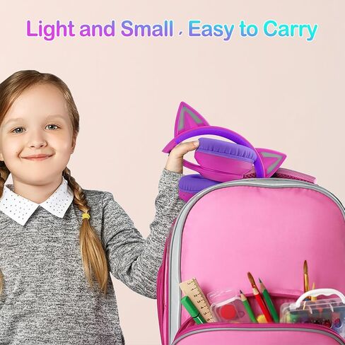 LOBKIN Bluetooth 5.4 Kids Headphones with Case - RGB LED Light Up Cat Ears Foldable Adjustable Over Ear Headphone Support Wireless or 3.5mm Wired Mode for Toddler & Girls & Boys Teens in Kuwait
