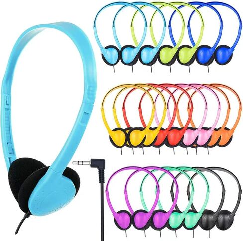 Headphones Bulk Classroom 3.5mm Wired On Ear 10 Pack Mixed Colors in Kuwait