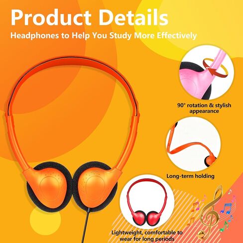 Headphones Bulk Classroom 3.5mm Wired On Ear 10 Pack Mixed Colors in Kuwait