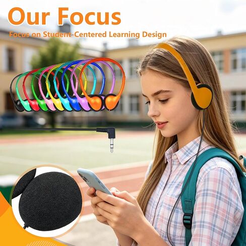 Headphones Bulk Classroom 3.5mm Wired On Ear 10 Pack Mixed Colors in Kuwait