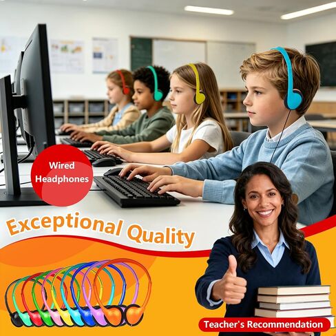Headphones Bulk Classroom 3.5mm Wired On Ear 10 Pack Mixed Colors in Kuwait