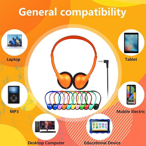 Headphones Bulk Classroom 3.5mm Wired On Ear 10 Pack Mixed Colors in Kuwait