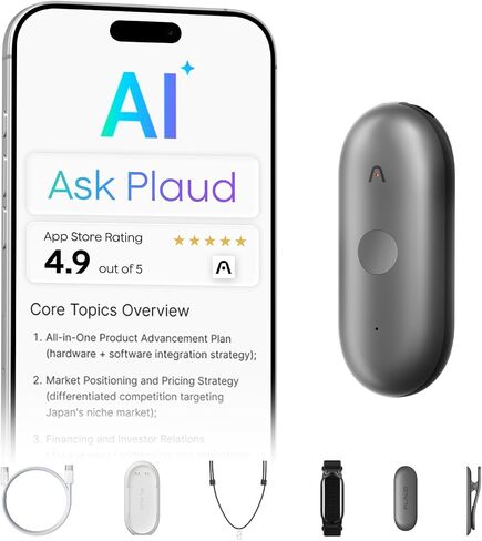 Plaud NotePin S Wearable AI Voice Recorder, Transcribe & Summarize, Black in Kuwait