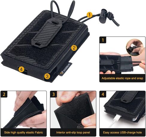 IDOGEAR Tactical Phone Pouch for 6.7 Phones, Molle-Compatible Waist Pack, 500D Nylon EDC Outdoor Holster Fits iPhone/Samsung(Black) in Kuwait