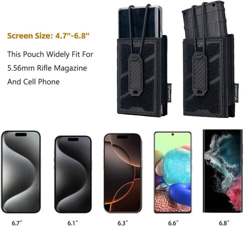 IDOGEAR Tactical Phone Pouch for 6.7 Phones, Molle-Compatible Waist Pack, 500D Nylon EDC Outdoor Holster Fits iPhone/Samsung(Black) in Kuwait