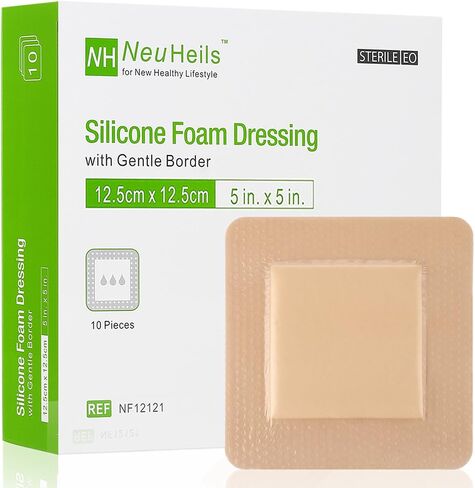 NeuHeils Silicone Foam Dressing with Border 6"x6", 10 Pack for Bed Sores in Kuwait
