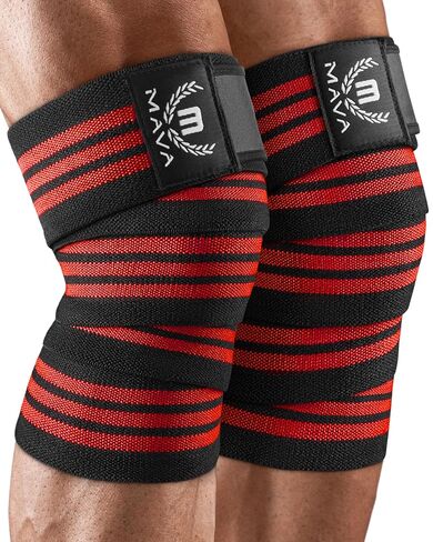 Mava Sports Knee Wraps (Pair) for Men & Women | Ideal for Cross Training, WODs, Gym Workouts, Weightlifting, Fitness & Powerlifting | Knee Straps for Squats | 72" Compression & Elastic Support in Kuwait