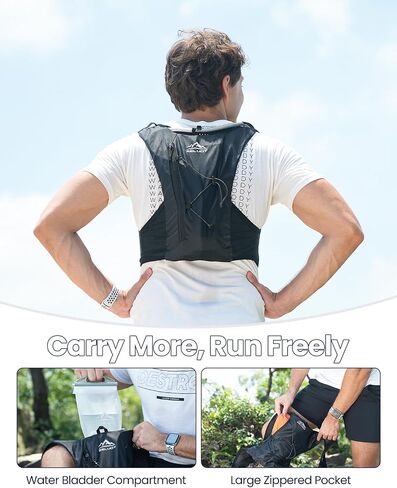 Zelvot Running Vest for Women Men, Hydration Backpack with 2L Water Bladder | Lightweight 7.5 oz, 8 Pockets, Adjustable Chest Straps, Built-In Whistle, Reflective Logos for Marathons, Long-Distance Runs in Kuwait