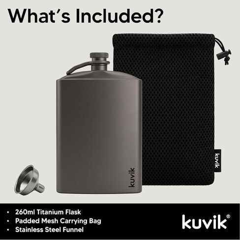 Kuvіk Titanium Flask - 8.8 oz (260ml) - Ultralight Flask for Backpacking in Kuwait