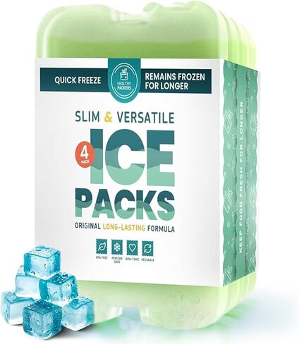Healthy Packers Ice Packs for Lunch Boxes, Slim Cooler Ice Packs, 4 Pack in Kuwait