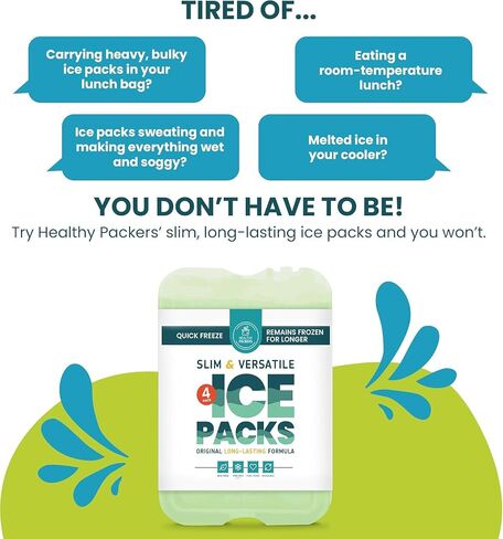 Healthy Packers Ice Packs for Lunch Boxes, Slim Cooler Ice Packs, 4 Pack in Kuwait