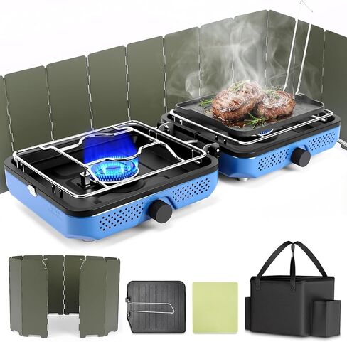 Hisencn Camping Stove 2 Burner Foldable Propane Camping Stove with Cookware in Kuwait