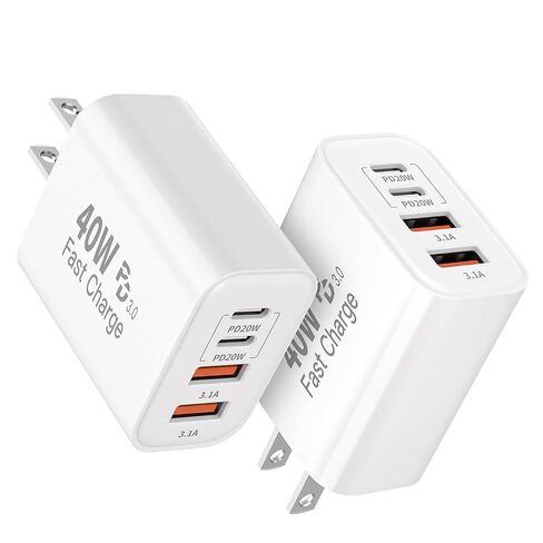 2Pack 4-Port iPhone USB C Charging Blocks,40W USB C Wall Fast Charger Block in Kuwait