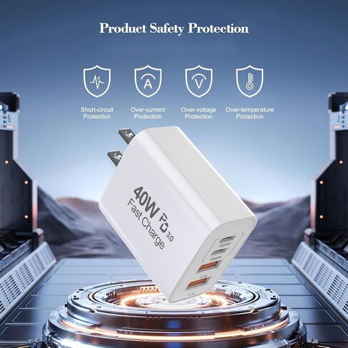 2Pack 4-Port iPhone USB C Charging Blocks,40W USB C Wall Fast Charger Block in Kuwait