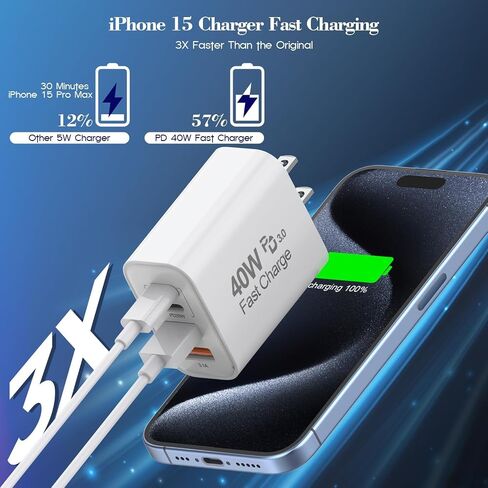2Pack 4-Port iPhone USB C Charging Blocks,40W USB C Wall Fast Charger Block in Kuwait