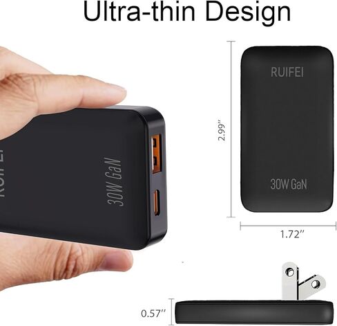 30W Flat USB C Charger Block,Dual-Port,Black in Kuwait