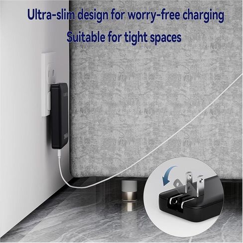 30W Flat USB C Charger Block,Dual-Port,Black in Kuwait