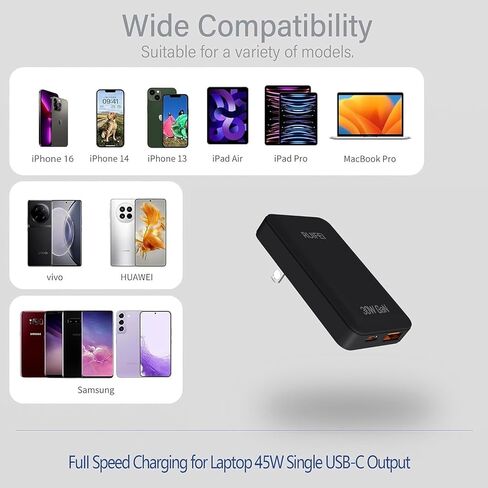 30W Flat USB C Charger Block,Dual-Port,Black in Kuwait