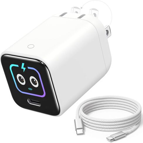 Smart Display Charger,USB C Charger Block with 6.6FT USB-C Cable,45W Max GaN Phone Charger 90° Foldable Plug,Smart Recognition,Care Mode,Real-Time Display for iPhone 17/16/15 & iPad Pro Series in Kuwait