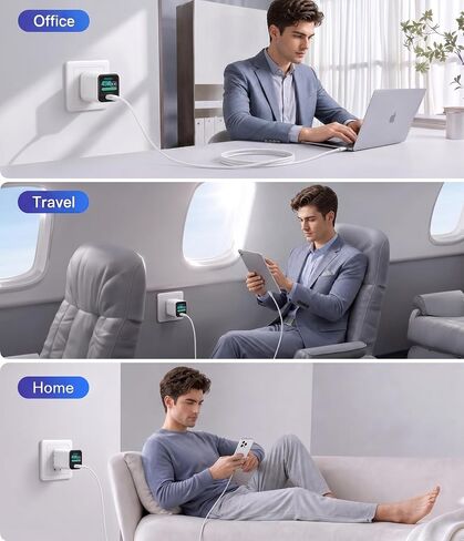 Smart Display Charger,USB C Charger Block with 6.6FT USB-C Cable,45W Max GaN Phone Charger 90° Foldable Plug,Smart Recognition,Care Mode,Real-Time Display for iPhone 17/16/15 & iPad Pro Series in Kuwait