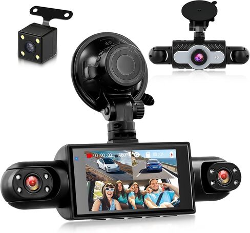 360°Dash Cam Front and Rear Inside Left Right, 4 Channel FHD 1080P Dash Cam for Cars,3 Inch Dashcams with Night Vision, Loop Recording, Motion Detection, 24H Parking Mode Monitor,Reverse View in Saudi Arabia