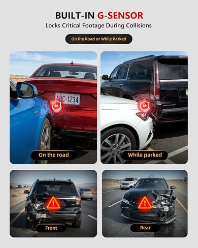 4K Dash Cam Front and Rear, HDR Night Vision Dash Camera for Cars 64GB Card 5.8GHz WiFi6 up to 20MB/s APP Control Dash Cams Built-in GPS, G-Sensor, Loop Recording, 170°Wide Angle, 24H Parking Mode in Kuwait