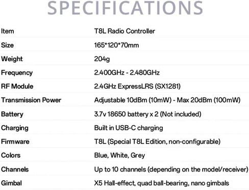 RadioMaster T8L ExpressLRS Radio Controller Mode 2 (Gray) in Kuwait