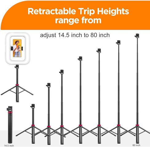 20W Ring Video Light with 8000mAh Built‑in Battery & 80inch Tripod 3H Max Brightness Portable Handheld Phone Fill Light Expandable for Mic & Camera Kit Easy Shooting for Vlogging Selfie Live Stream in Kuwait