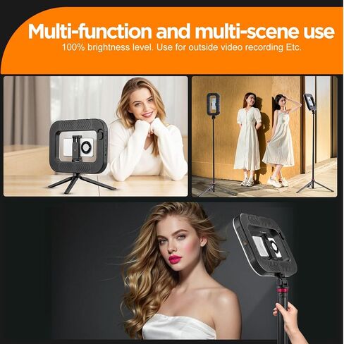 20W Ring Video Light with 8000mAh Built‑in Battery & 80inch Tripod 3H Max Brightness Portable Handheld Phone Fill Light Expandable for Mic & Camera Kit Easy Shooting for Vlogging Selfie Live Stream in Kuwait