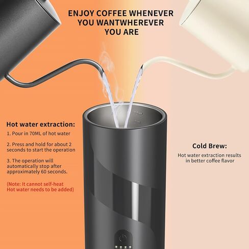 Portable Coffee Machine Set，Rechargeable Manual Coffee Grinder & Electric Milk Frother All in 1 Mini Travel Coffee Maker Set for Camping, Electric Coffee Maker, Compatible with Coffee Grounds&Capsules in Kuwait