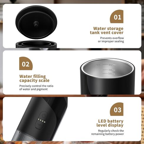 Portable Coffee Machine Set，Rechargeable Manual Coffee Grinder & Electric Milk Frother All in 1 Mini Travel Coffee Maker Set for Camping, Electric Coffee Maker, Compatible with Coffee Grounds&Capsules in Kuwait