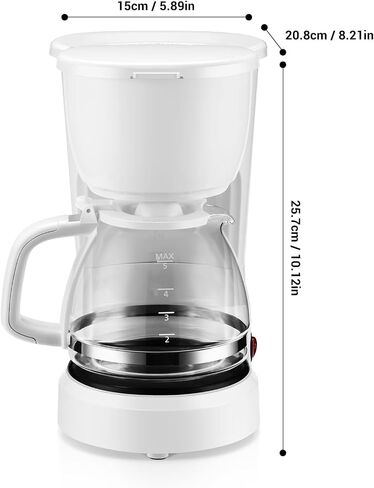 White 5-cup drip coffee maker. Compact coffee brewer for home kitchens and small spaces. in Kuwait